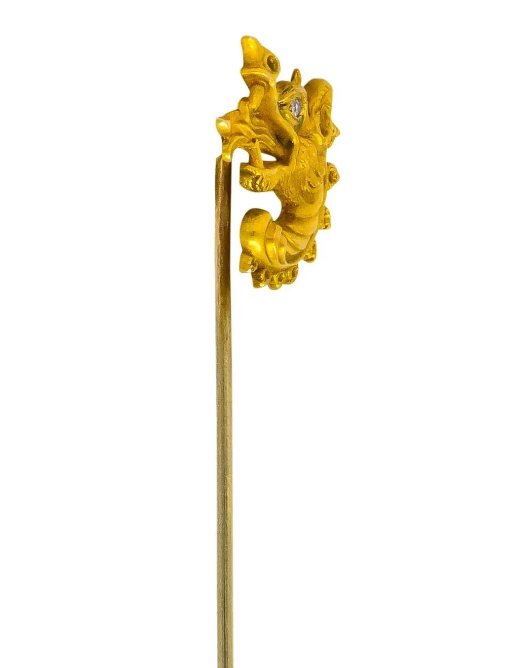 Late Victorian Diamond 14 Karat Gold Dragon Stickpin
