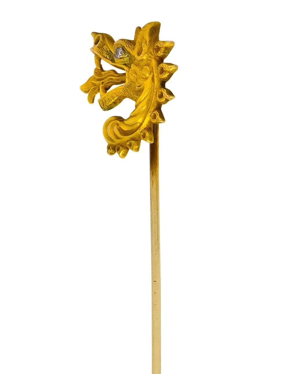 Late Victorian Diamond 14 Karat Gold Dragon Stickpin