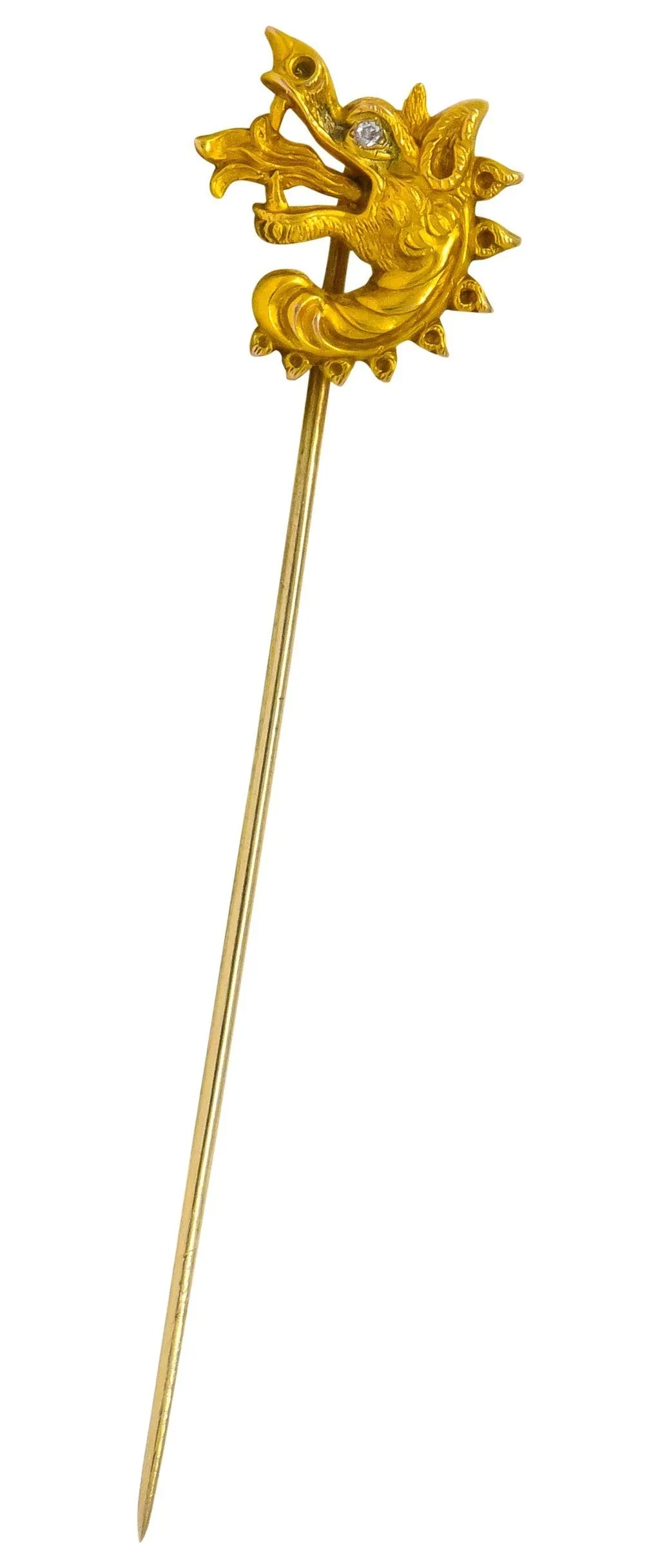 Late Victorian Diamond 14 Karat Gold Dragon Stickpin
