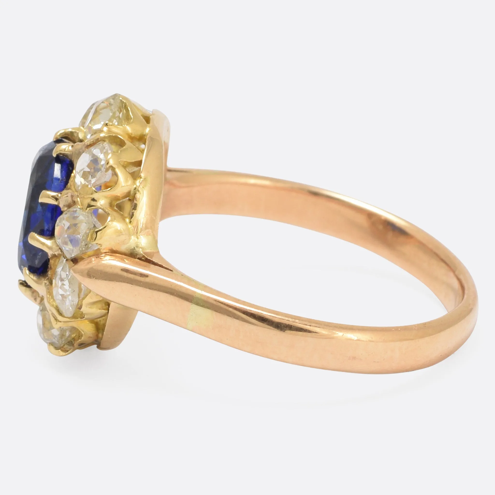 Late Victorian Sapphire & Diamond Cluster Ring