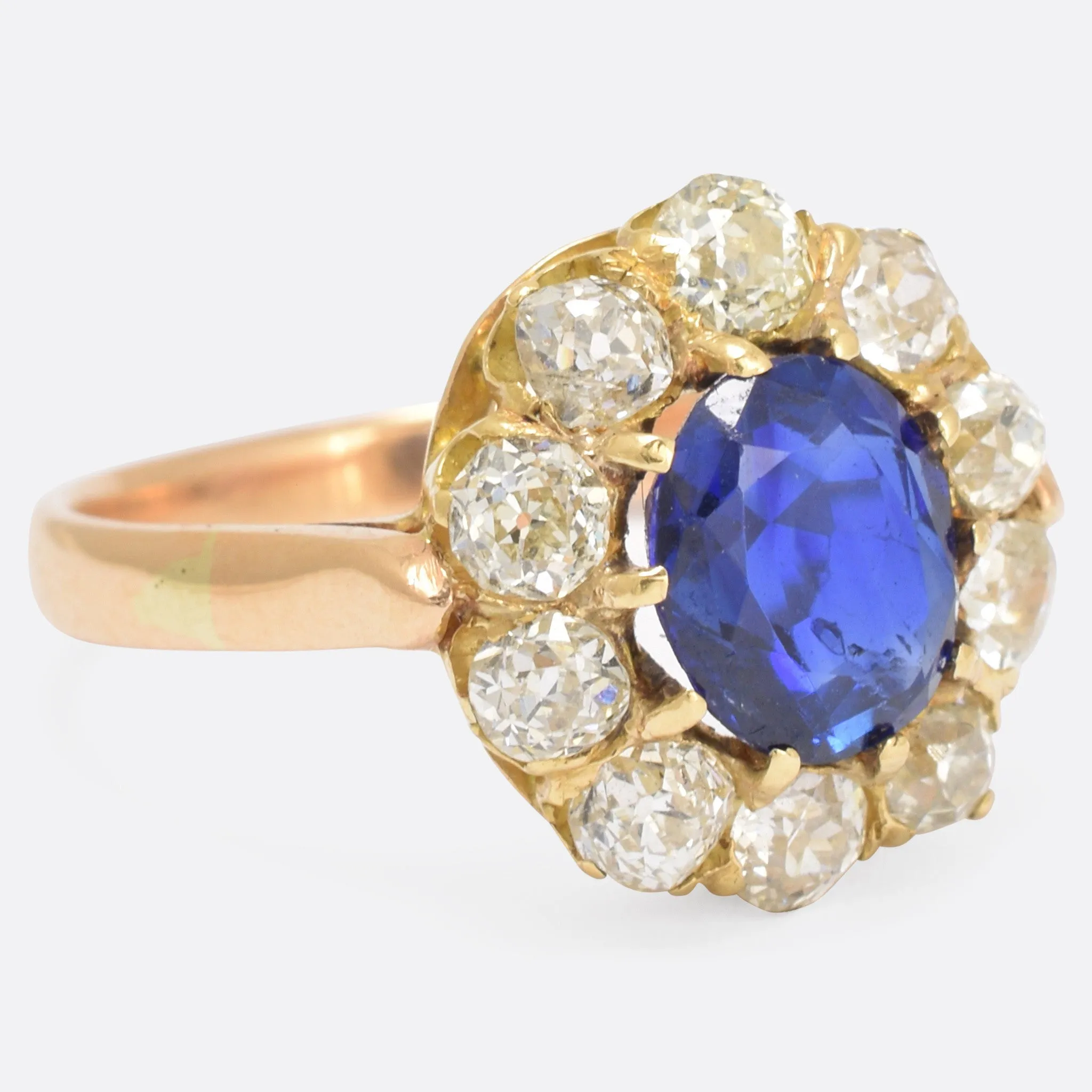 Late Victorian Sapphire & Diamond Cluster Ring