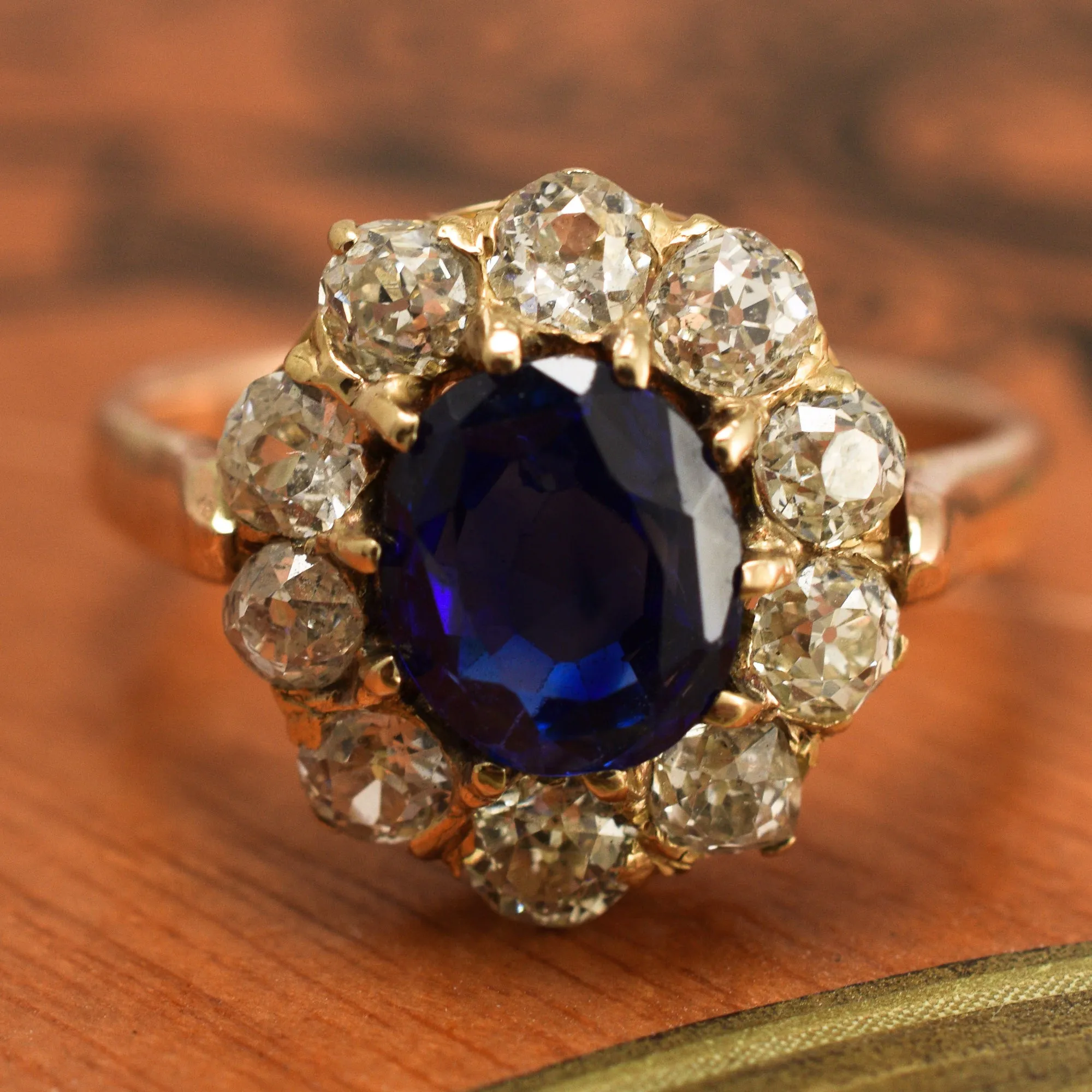 Late Victorian Sapphire & Diamond Cluster Ring