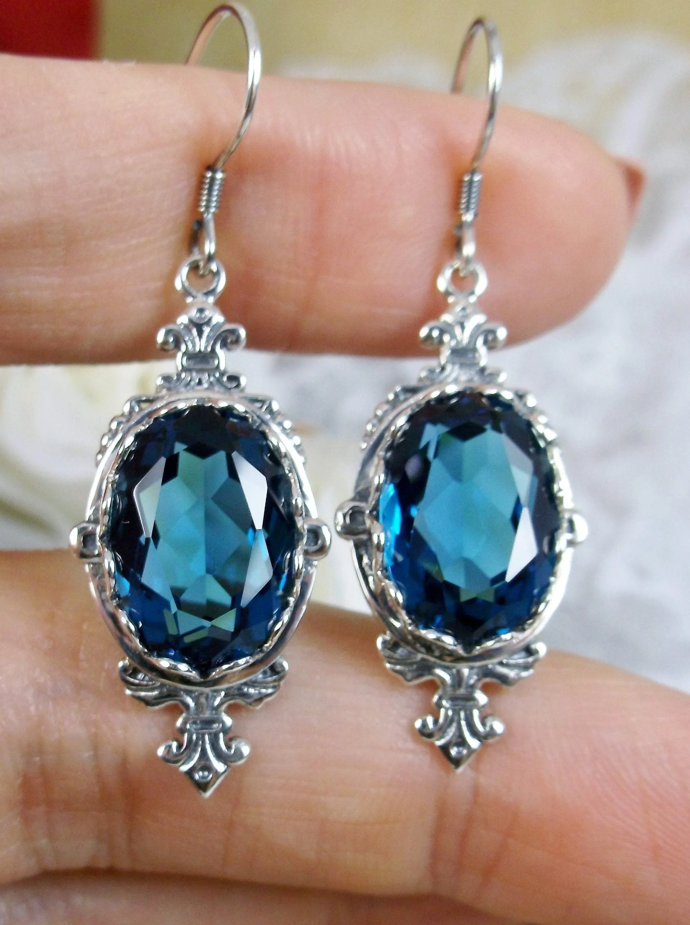 London Blue Earrings, Stylish Victorian Jewelry #E18