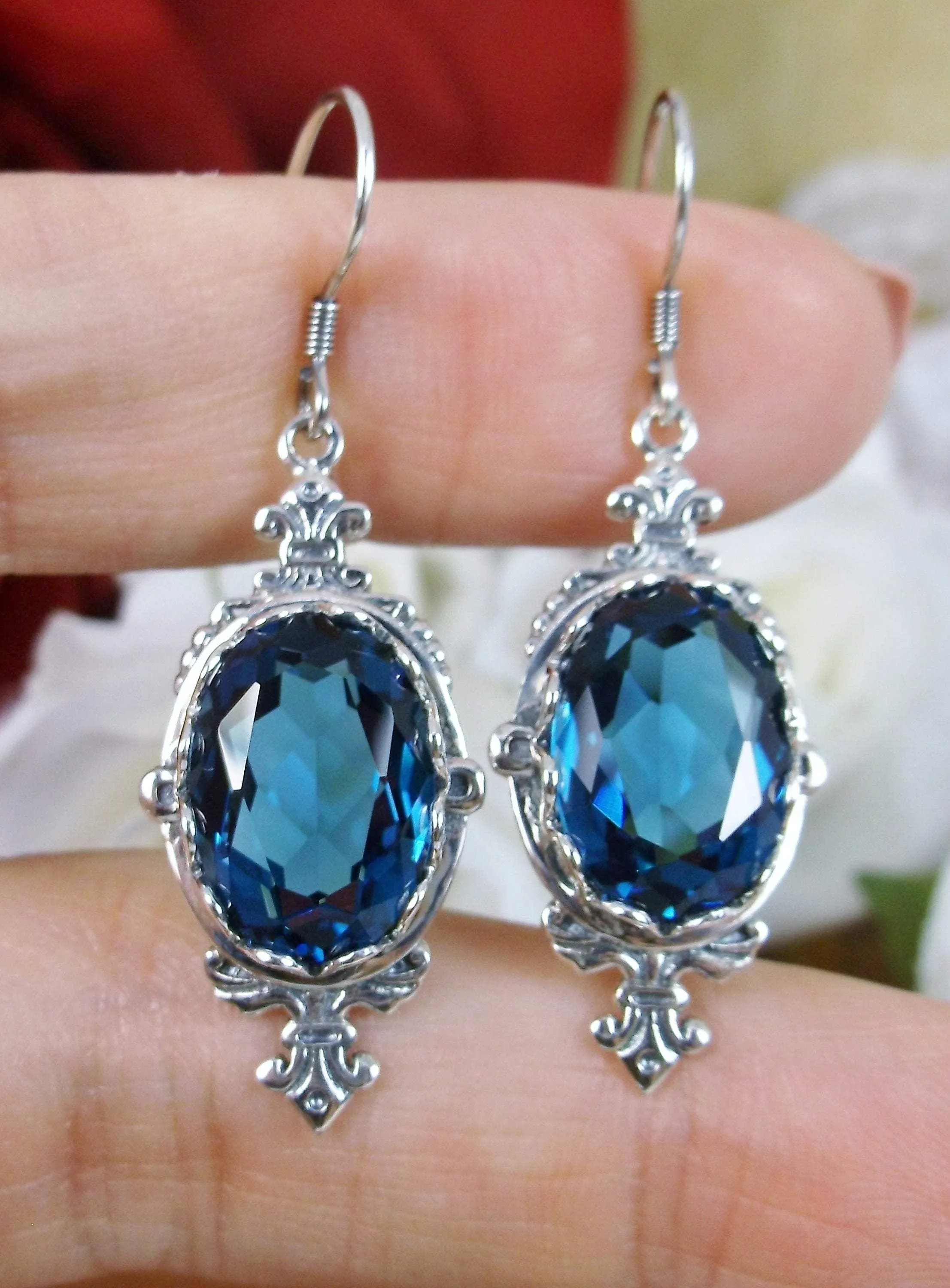 London Blue Earrings, Stylish Victorian Jewelry #E18