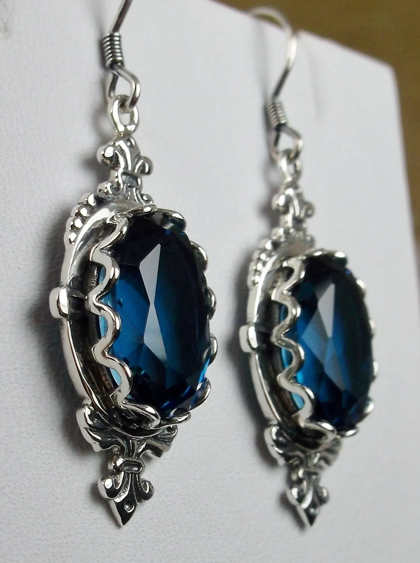 London Blue Earrings, Stylish Victorian Jewelry #E18