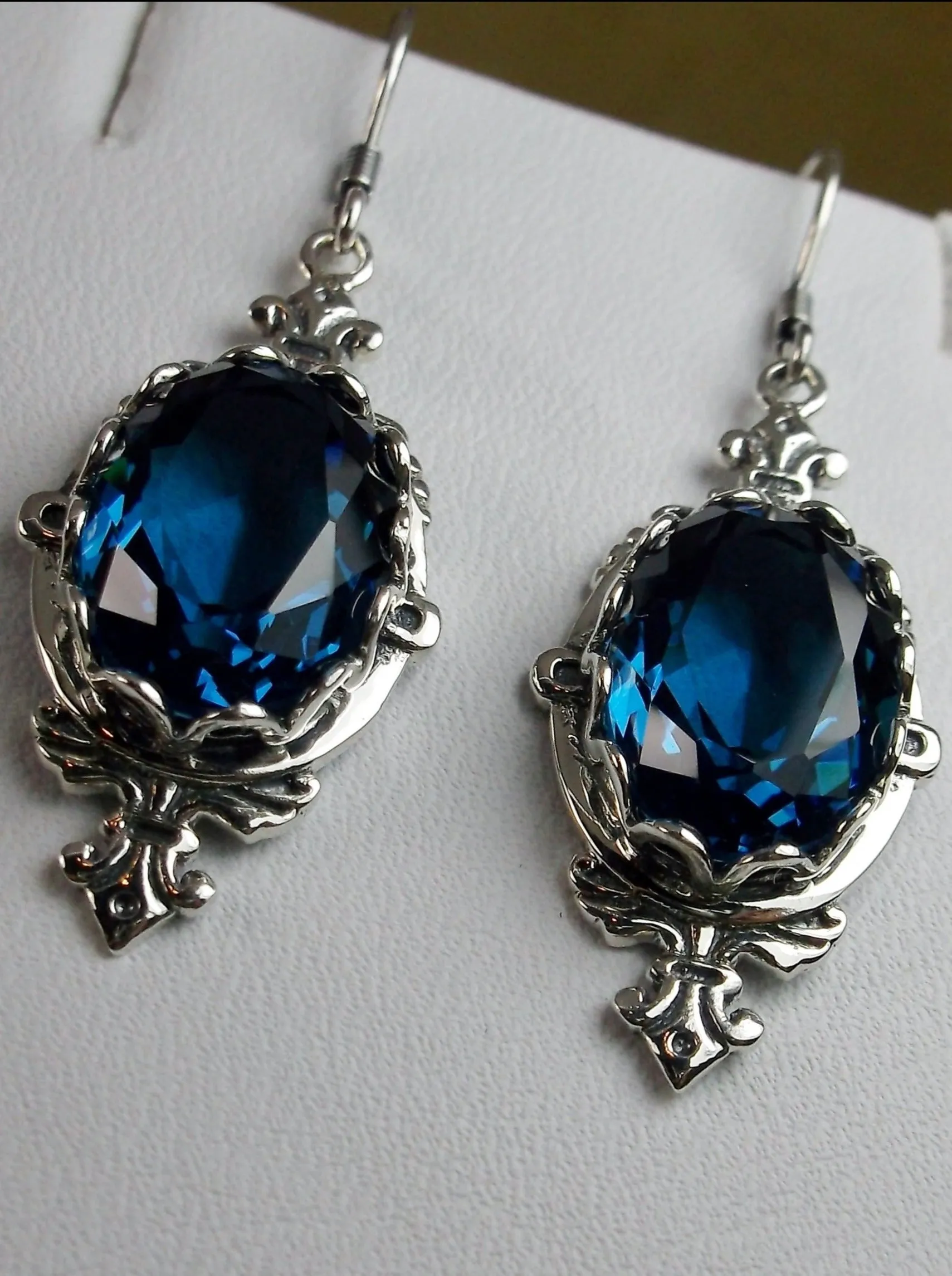 London Blue Earrings, Stylish Victorian Jewelry #E18