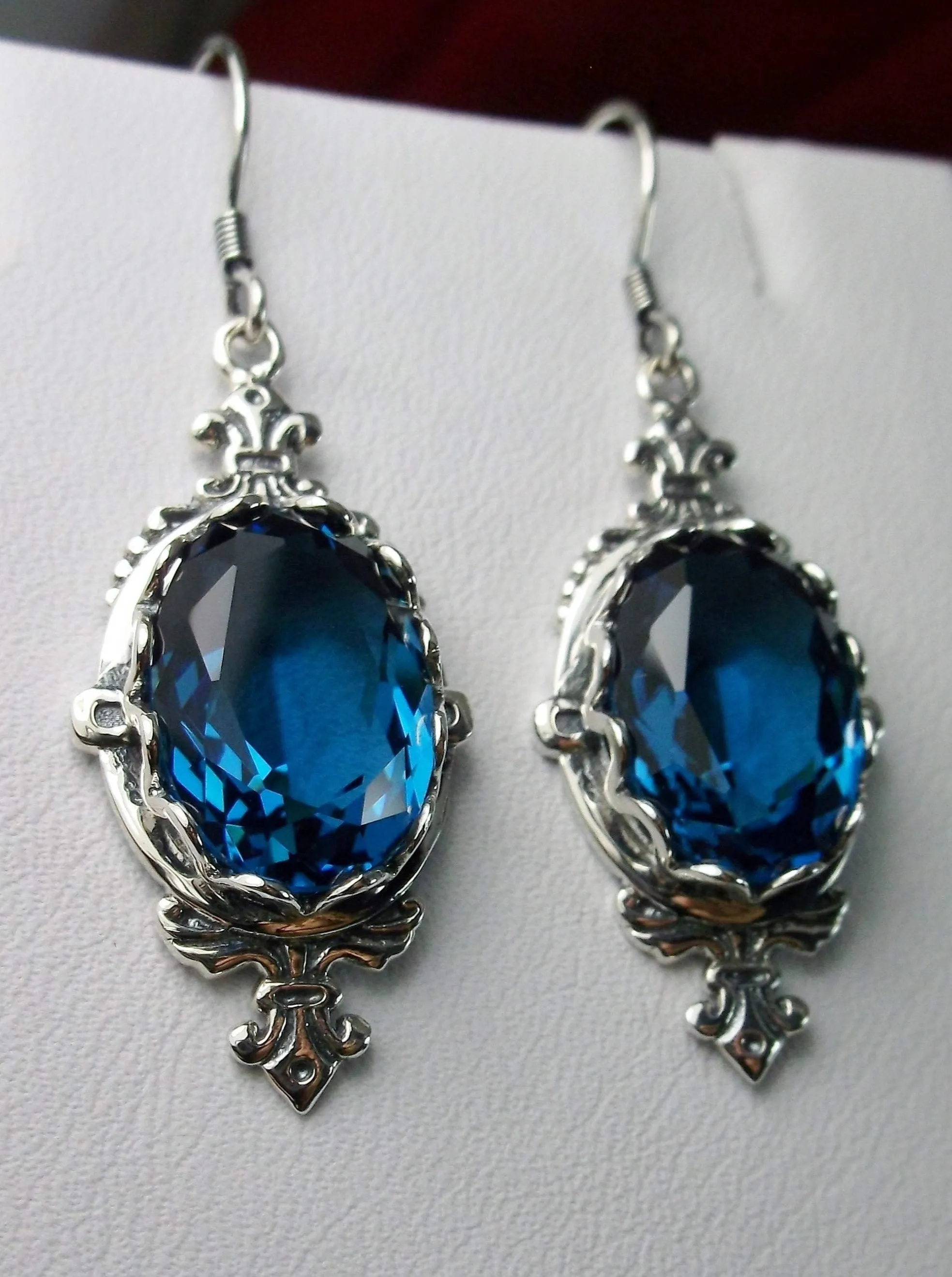 London Blue Earrings, Stylish Victorian Jewelry #E18