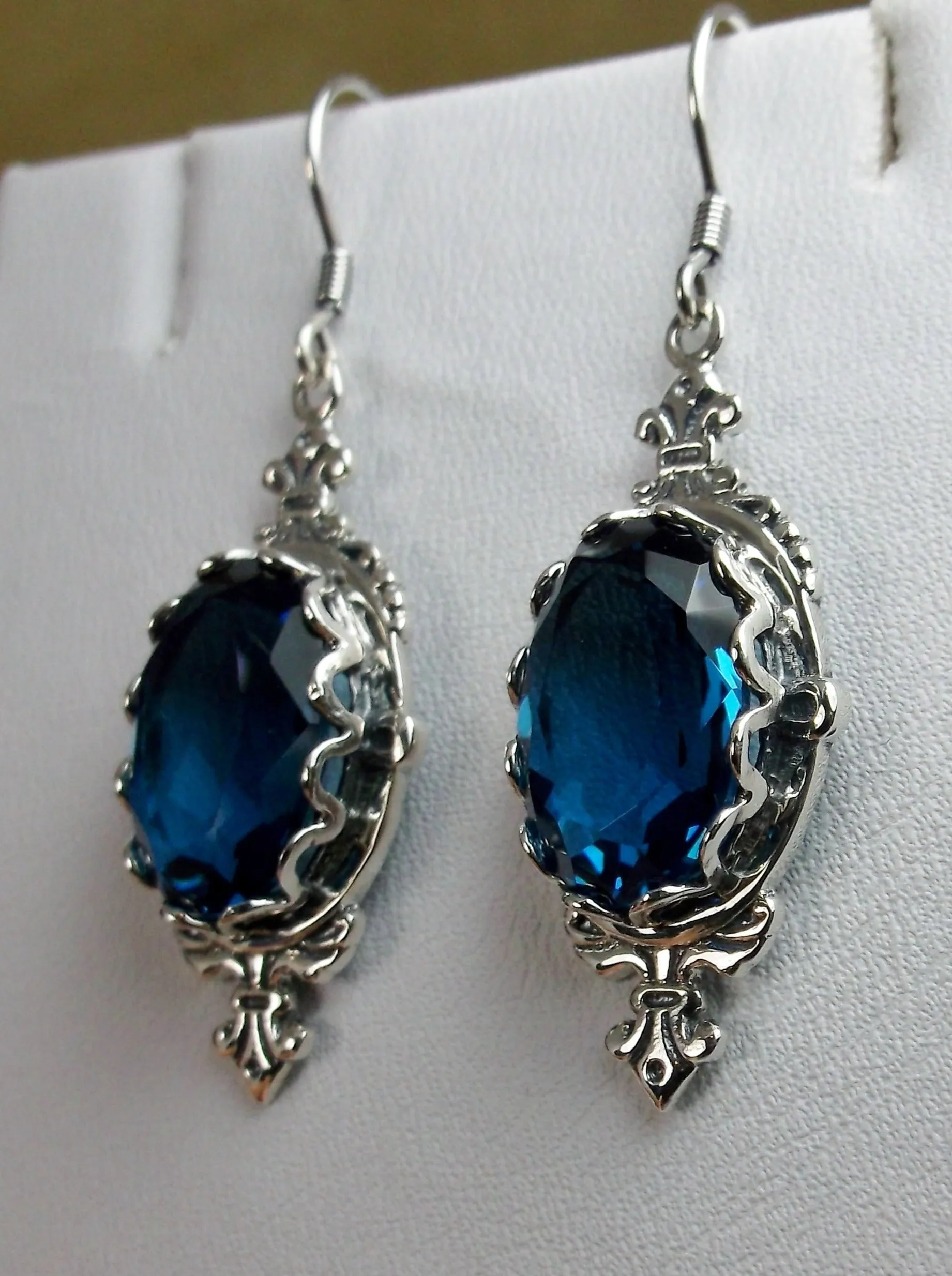 London Blue Earrings, Stylish Victorian Jewelry #E18