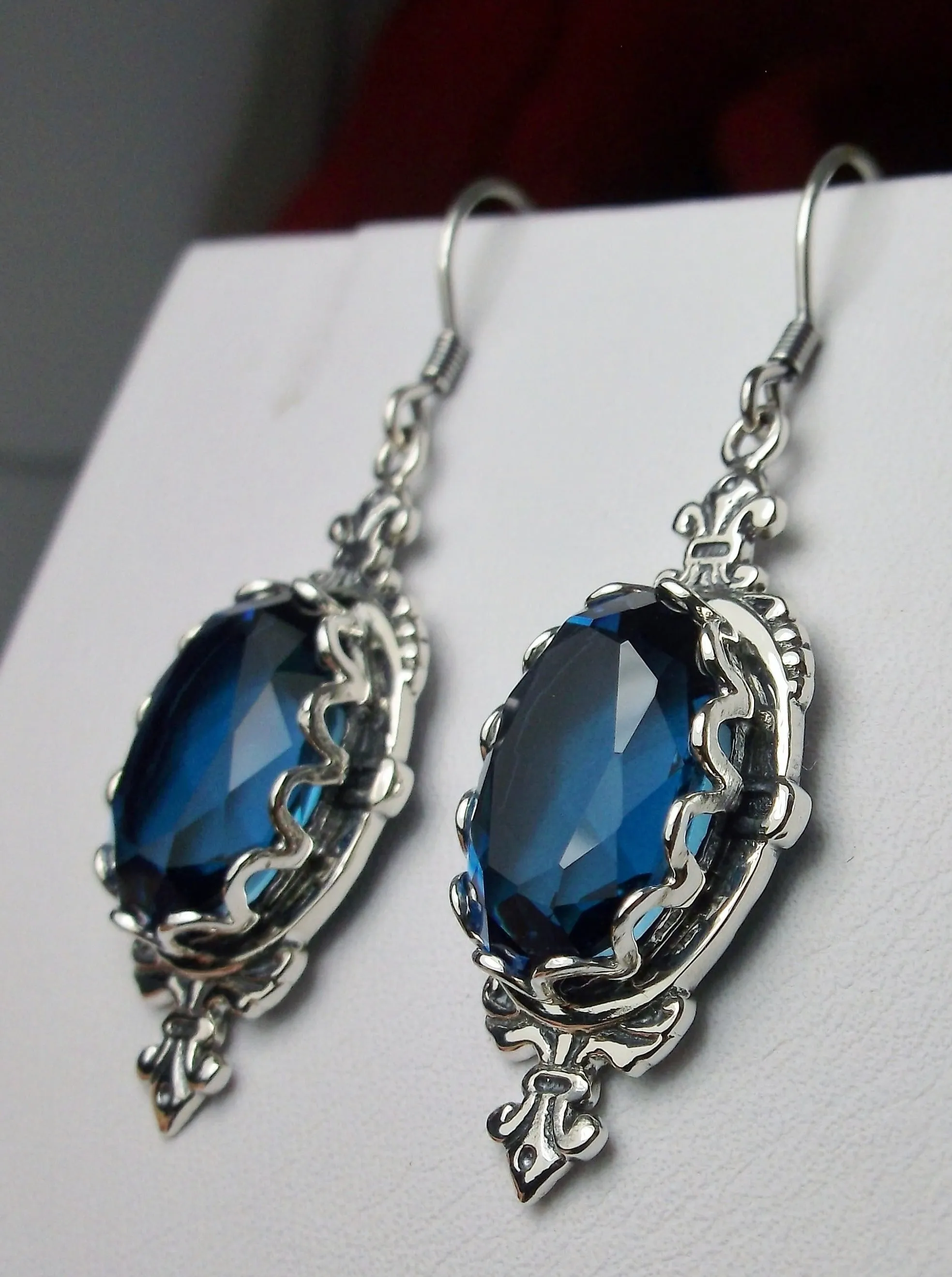 London Blue Earrings, Stylish Victorian Jewelry #E18