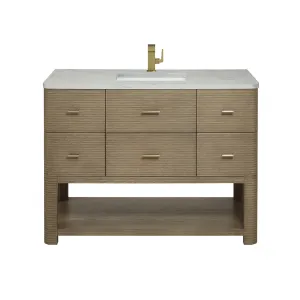 Lucian 5 Drawers Bathroom Vanity with Victorian Silver Silestone Top and Undermount Sink - Free Standing - 48" Wood/Pebble Oak