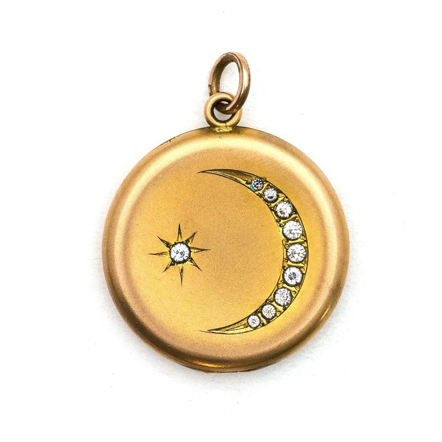 Matte Crescent Moon & Star Locket