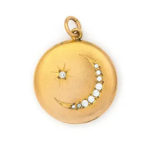 Matte Crescent Moon & Starburst Locket