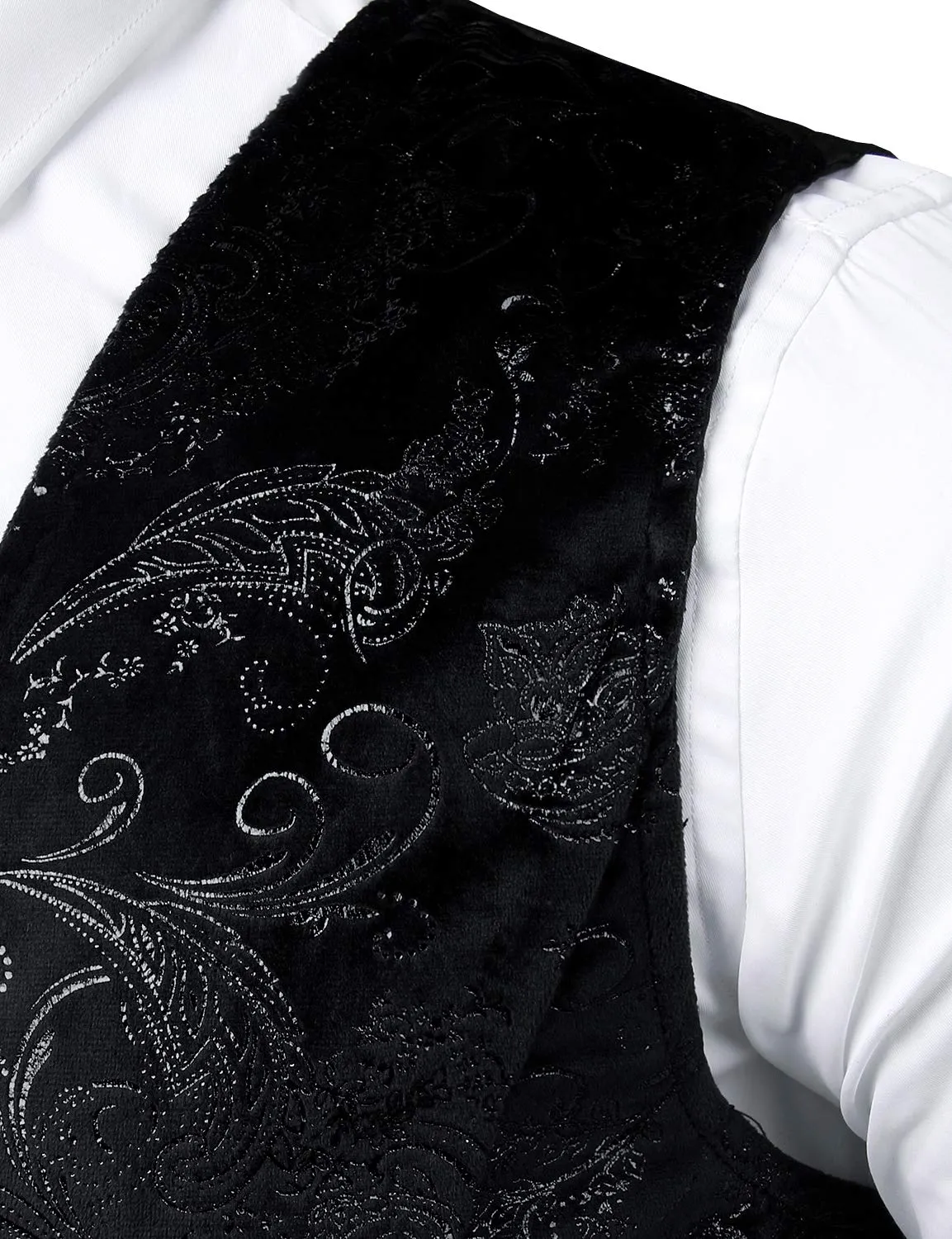 Mens Hipster Metallic Paisley Printed Single Breasted V-Neck Suit Vest/Tuxedo Waistcoat