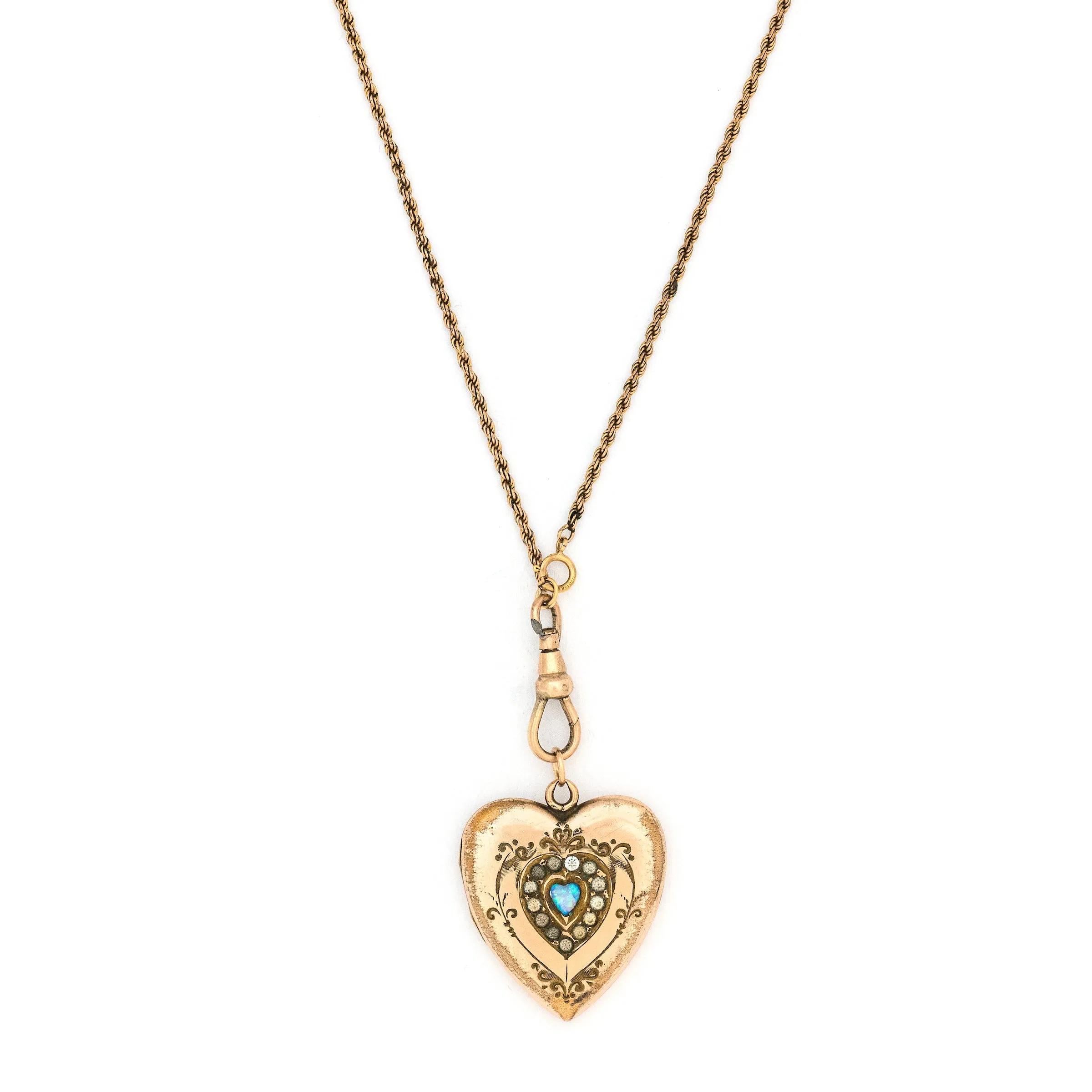 Opal Heart Antique Locket