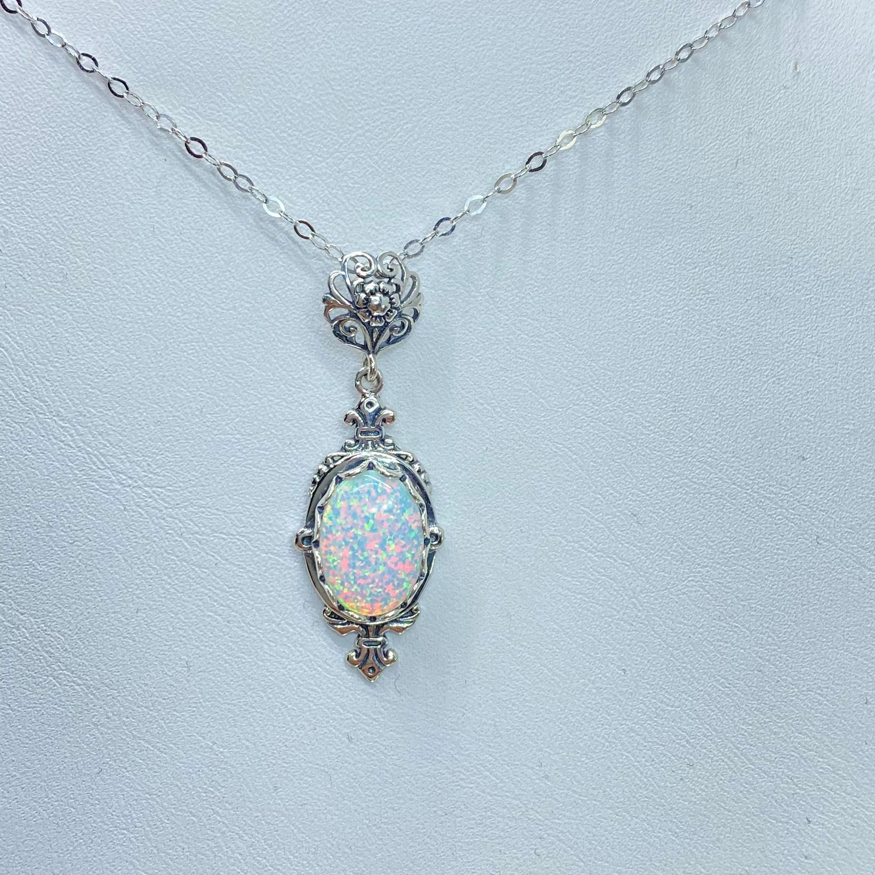 Opal Pin Pendant, Rose Gold plated or Sterling Silver, Stylish Victorian Jewelry Design#P18