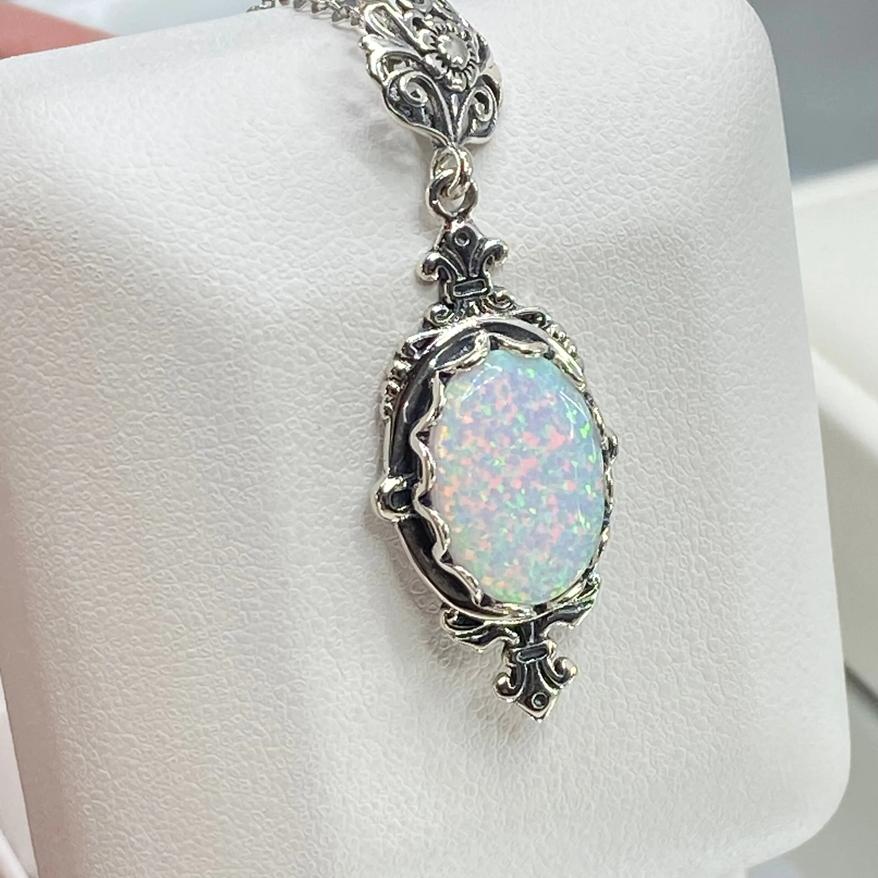 Opal Pin Pendant, Rose Gold plated or Sterling Silver, Stylish Victorian Jewelry Design#P18