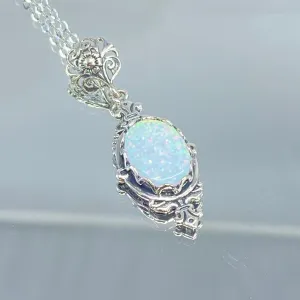 Opal Pin Pendant, Rose Gold plated or Sterling Silver, Stylish Victorian Jewelry Design#P18
