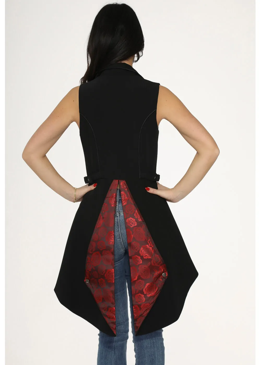 Orchid Bloom Queen Jacquard Waistcoat Black Red