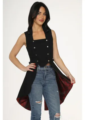 Orchid Bloom Queen Jacquard Waistcoat Black Red