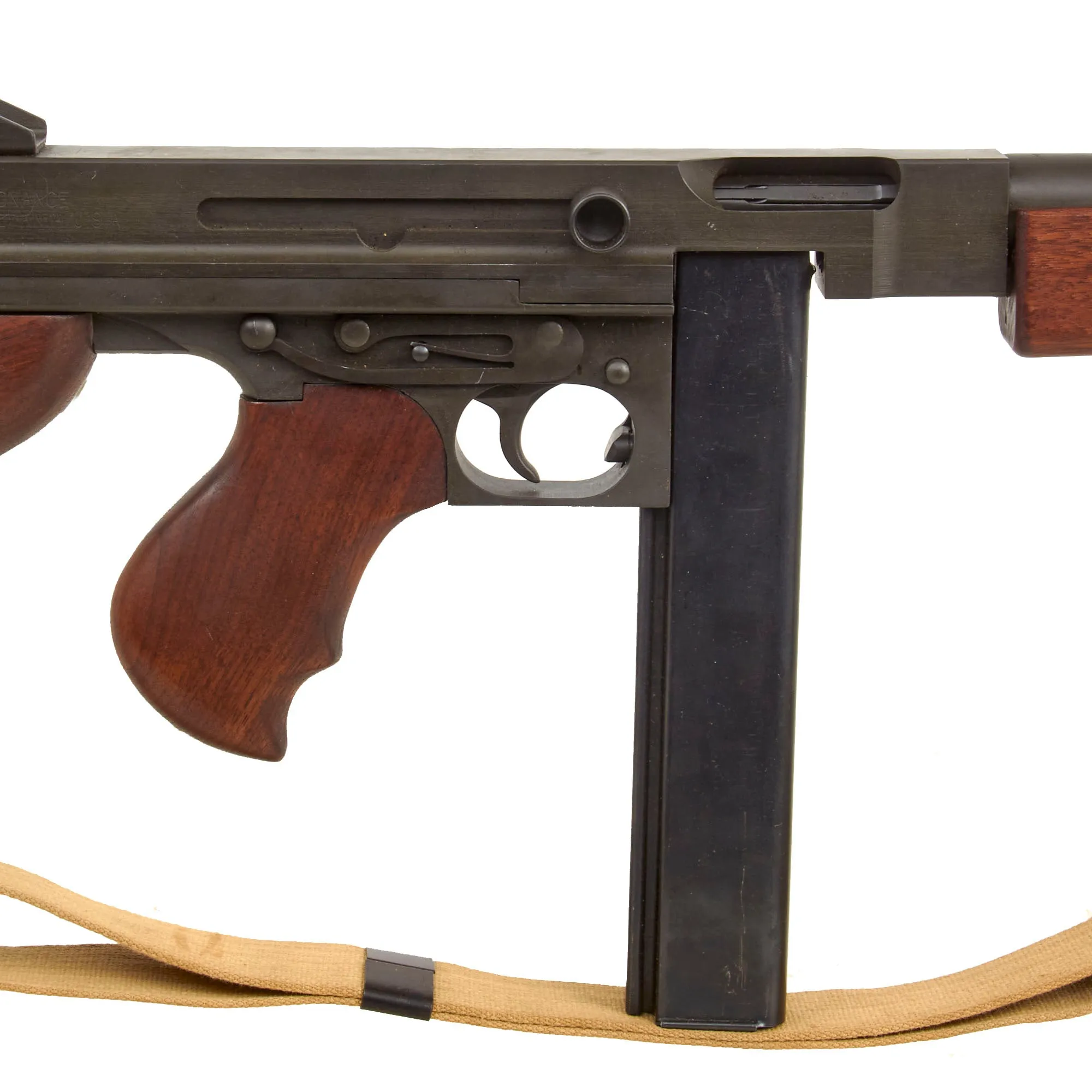 Original U.S. WWII Thompson M1 Display SMG with Philadelphia Ordnance Steel Receiver, Drop Bag, Magazine, NOBUCKL Sling & More!