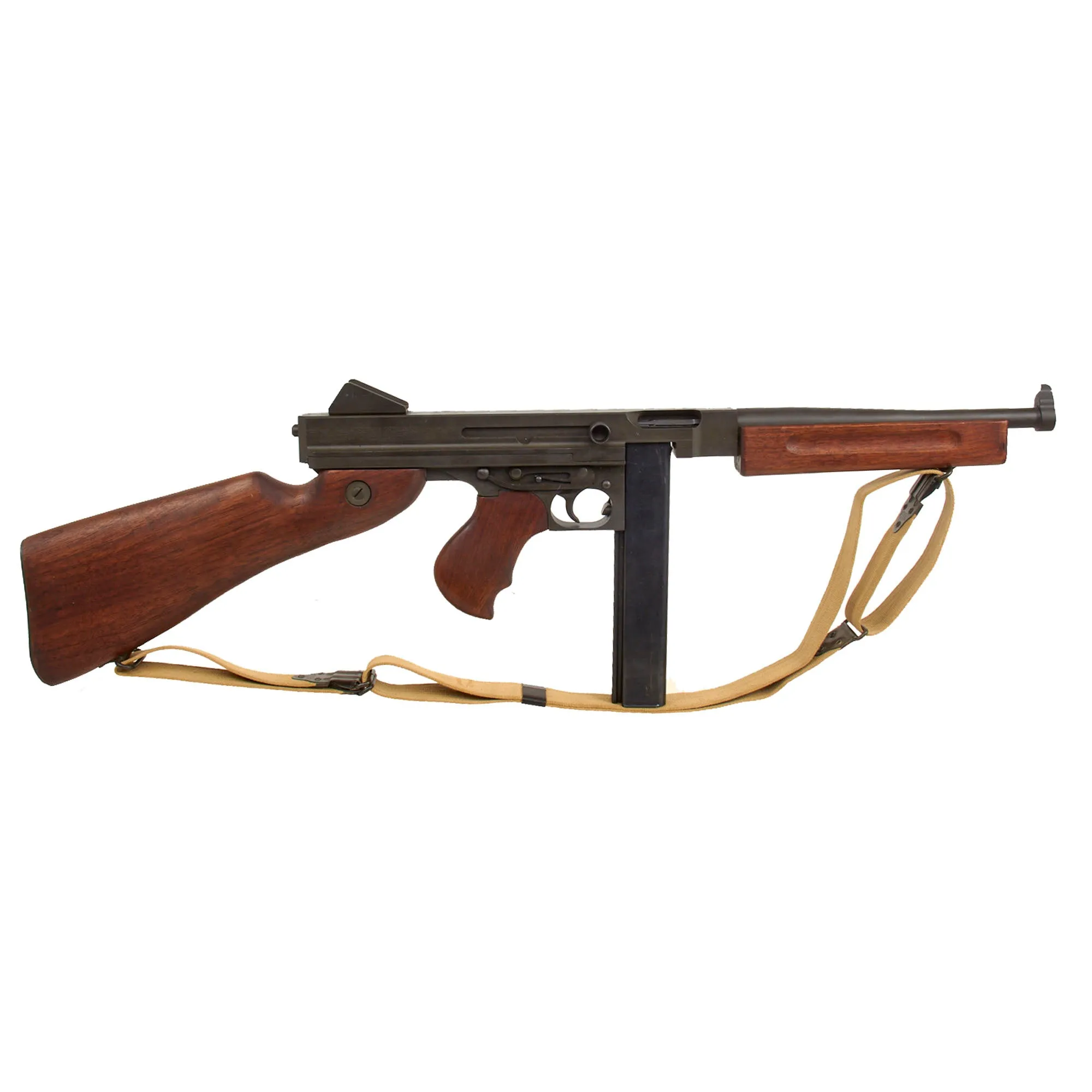 Original U.S. WWII Thompson M1 Display SMG with Philadelphia Ordnance Steel Receiver, Drop Bag, Magazine, NOBUCKL Sling & More!