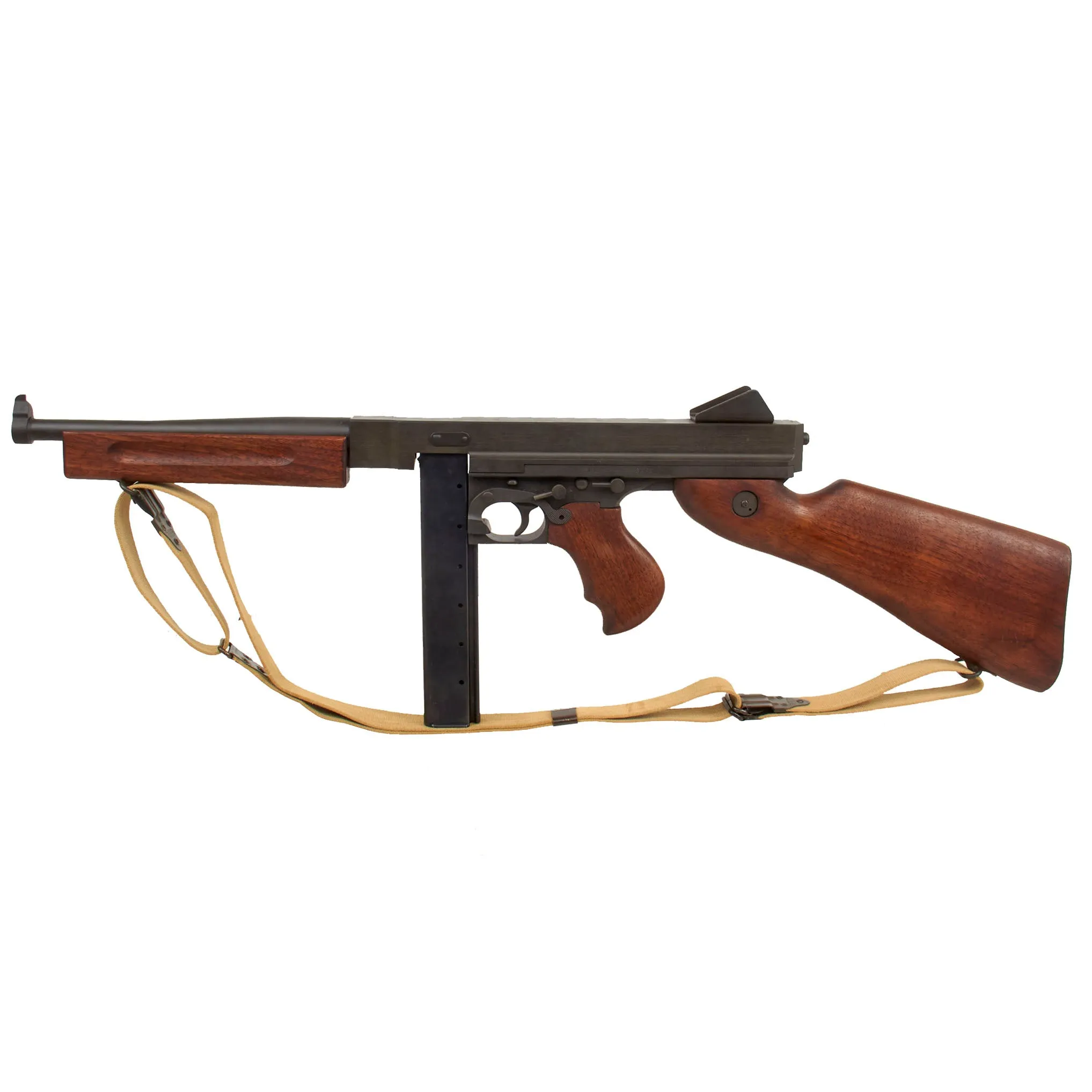 Original U.S. WWII Thompson M1 Display SMG with Philadelphia Ordnance Steel Receiver, Drop Bag, Magazine, NOBUCKL Sling & More!