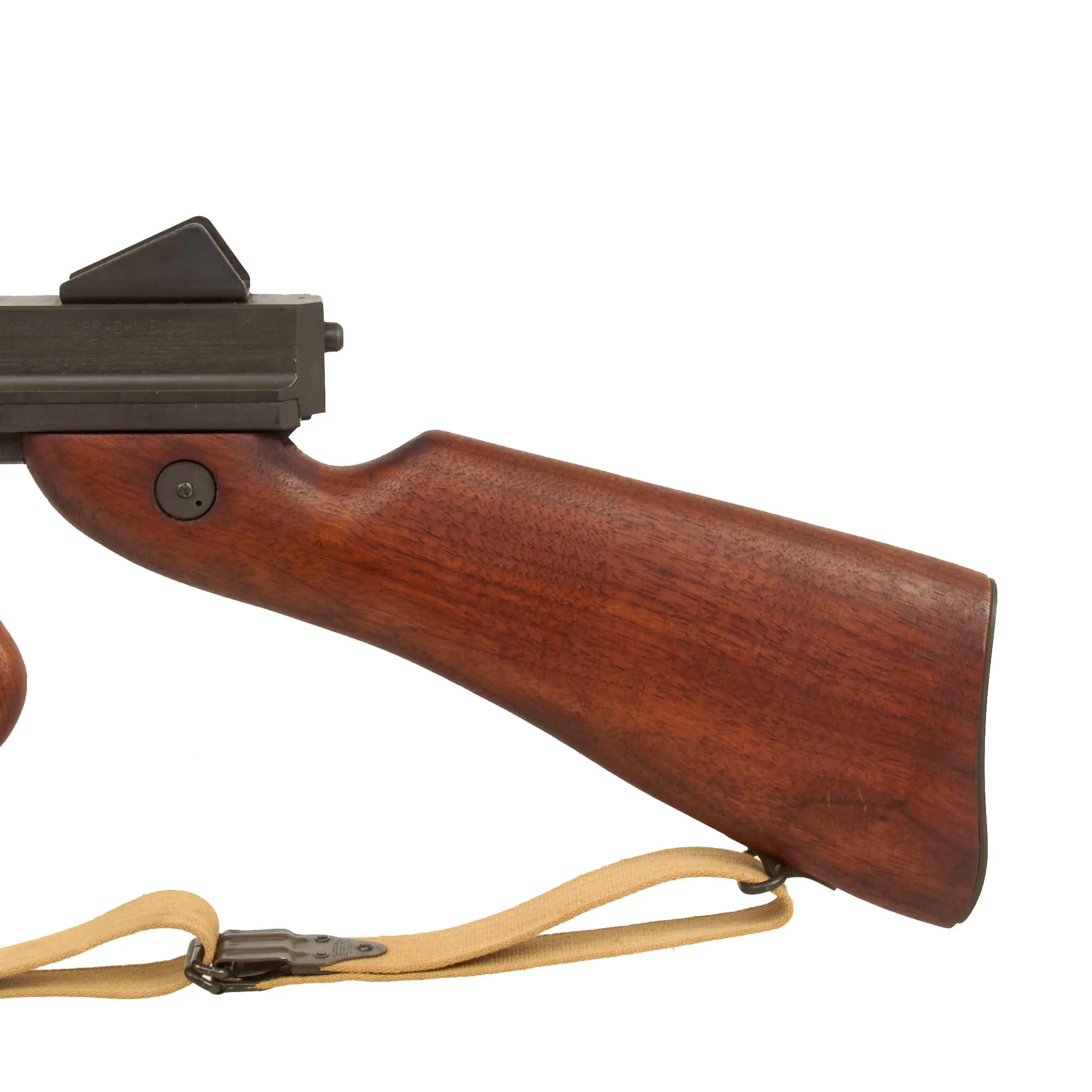 Original U.S. WWII Thompson M1 Display SMG with Philadelphia Ordnance Steel Receiver, Drop Bag, Magazine, NOBUCKL Sling & More!