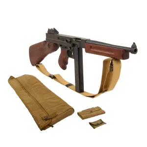 Original U.S. WWII Thompson M1 Display SMG with Philadelphia Ordnance Steel Receiver, Drop Bag, Magazine, NOBUCKL Sling & More!