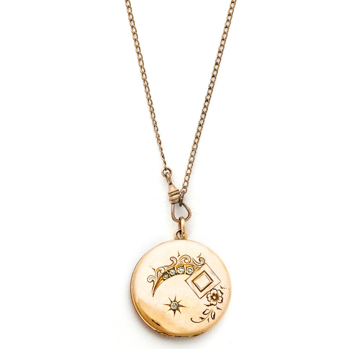 Ornate Crescent Moon & Starburst Antique Locket