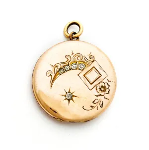 Ornate Crescent Moon & Starburst Antique Locket