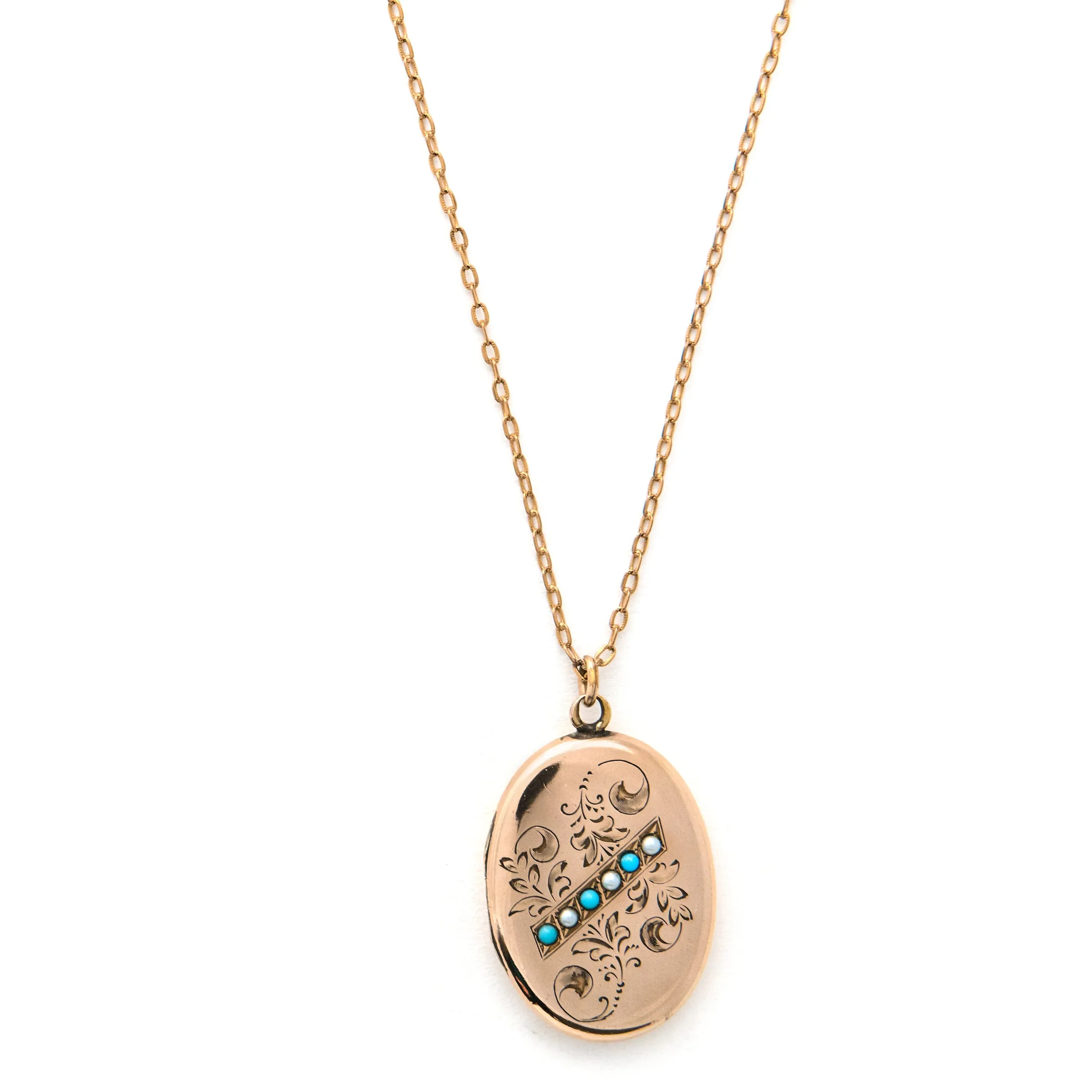 Oval Turquoise & Pearl Locket