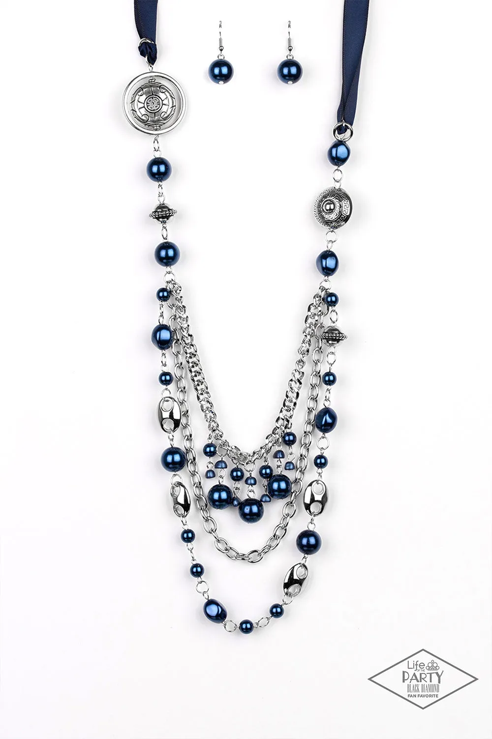 Paparazzi - All the Trimmings Blue Pearl Necklace