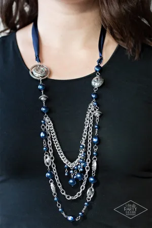 Paparazzi All The Trimmings - Blue Pearl Necklace