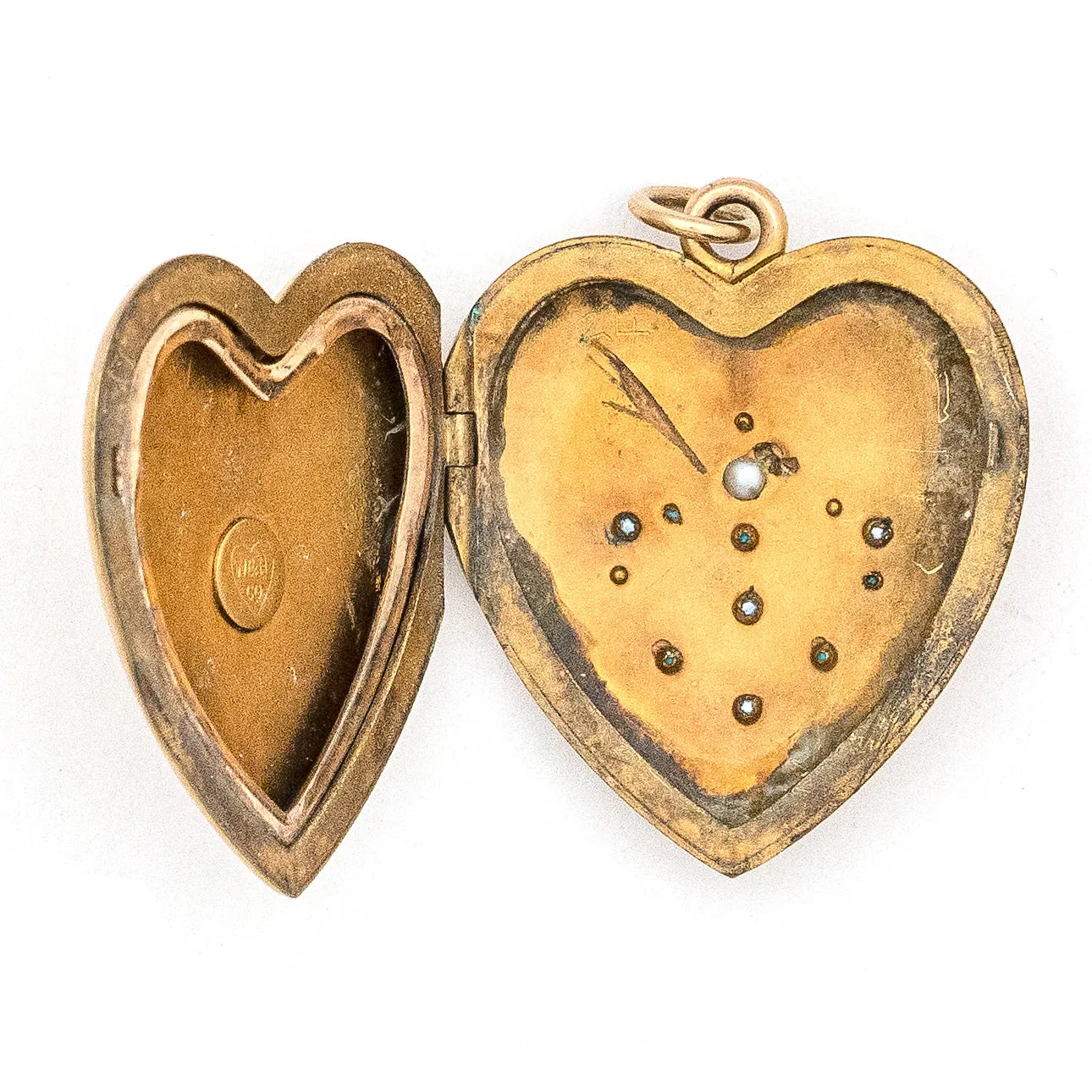 Pearl & Turquoise Heart Antique Locket