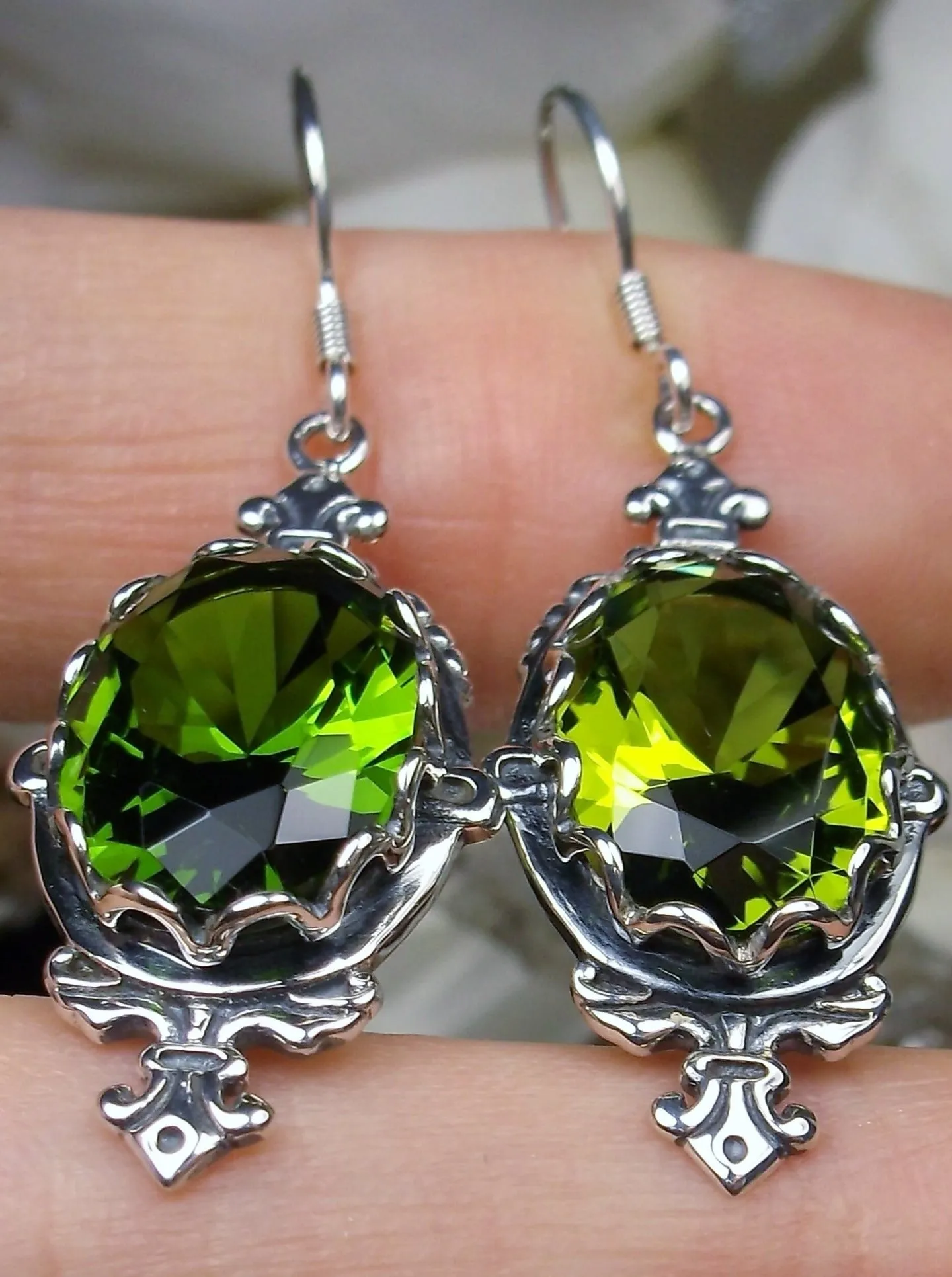 Peridot Earrings, Stylish Victorian Jewelry #E18