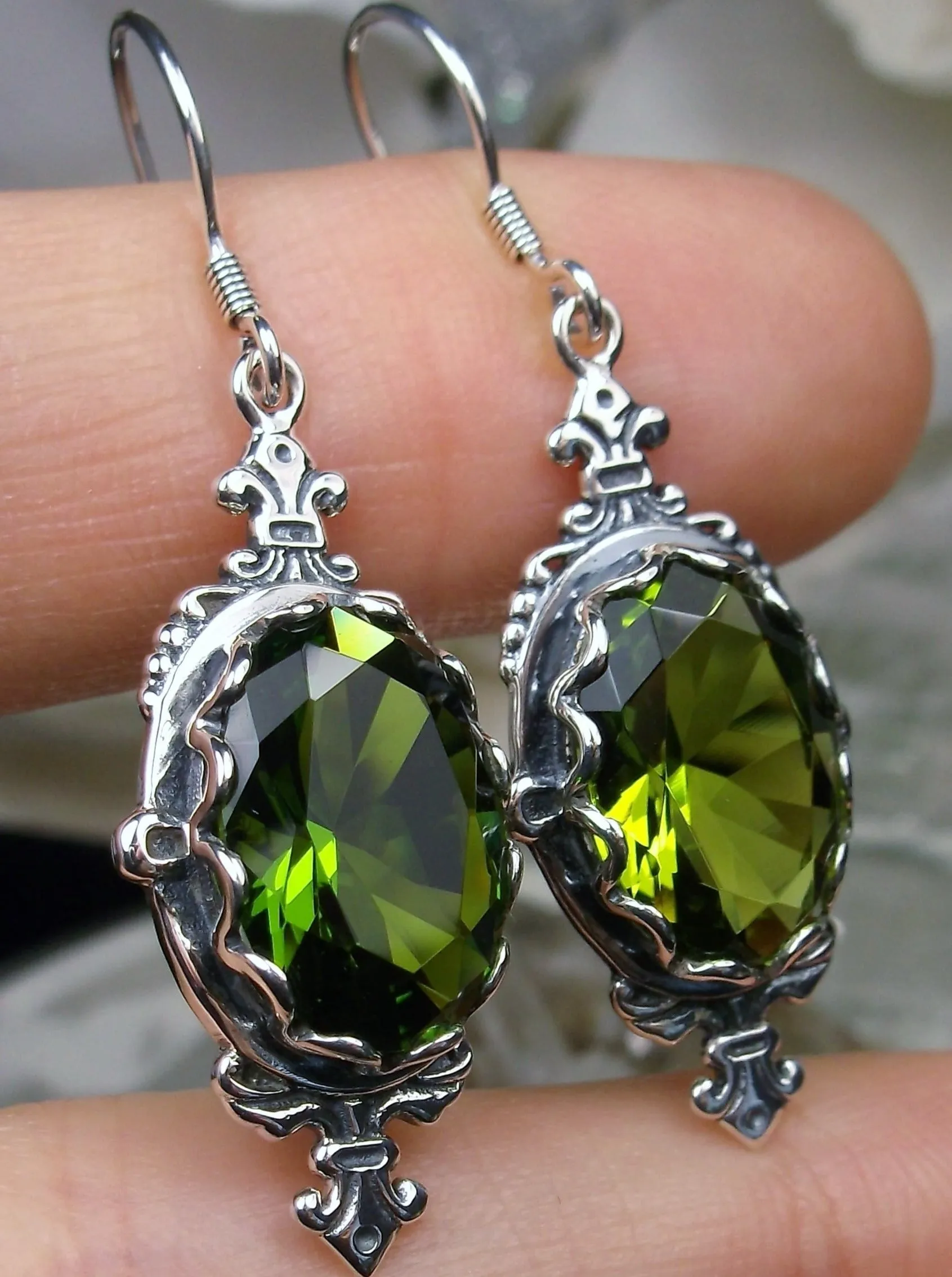 Peridot Earrings, Stylish Victorian Jewelry #E18