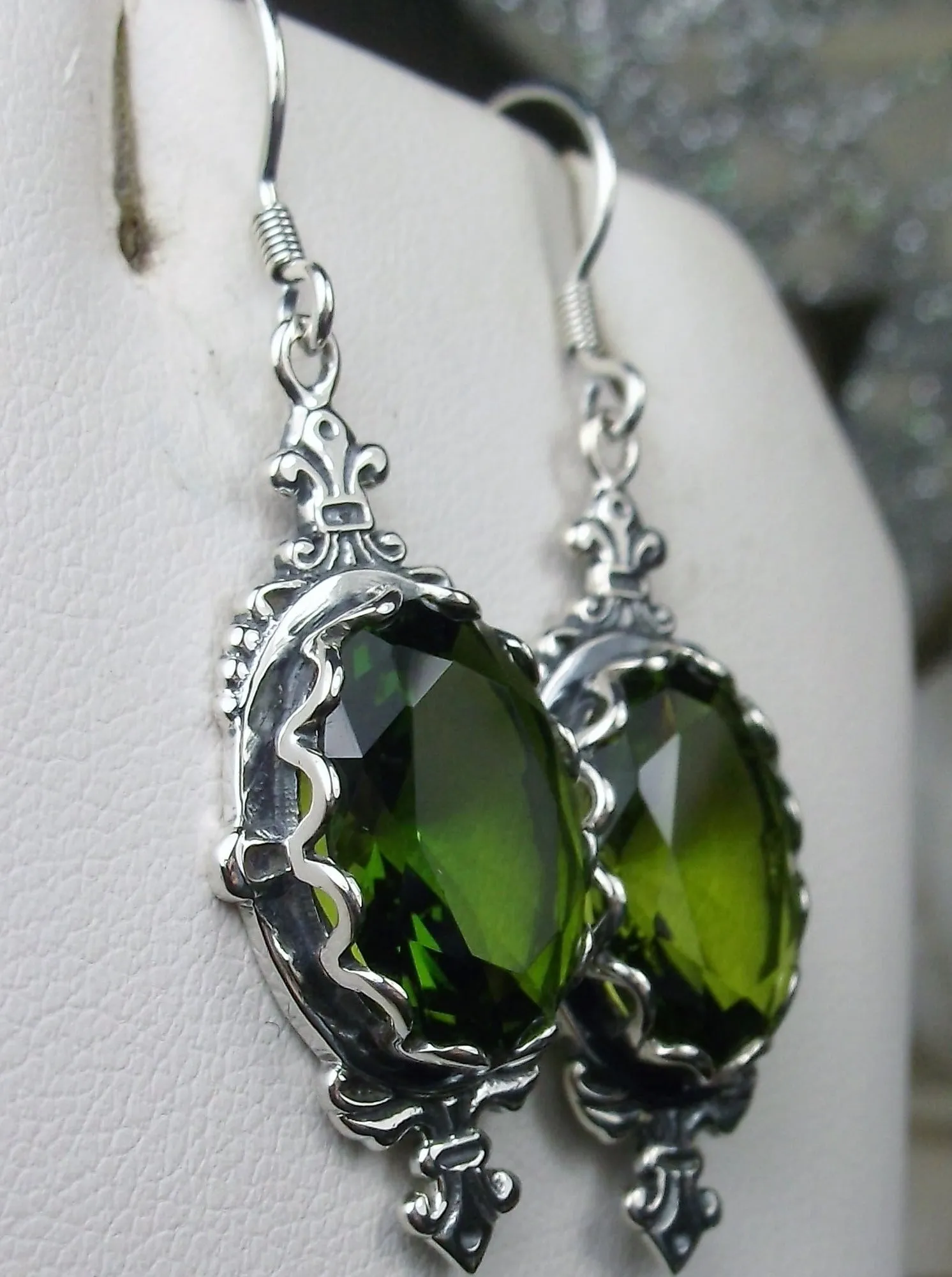 Peridot Earrings, Stylish Victorian Jewelry #E18