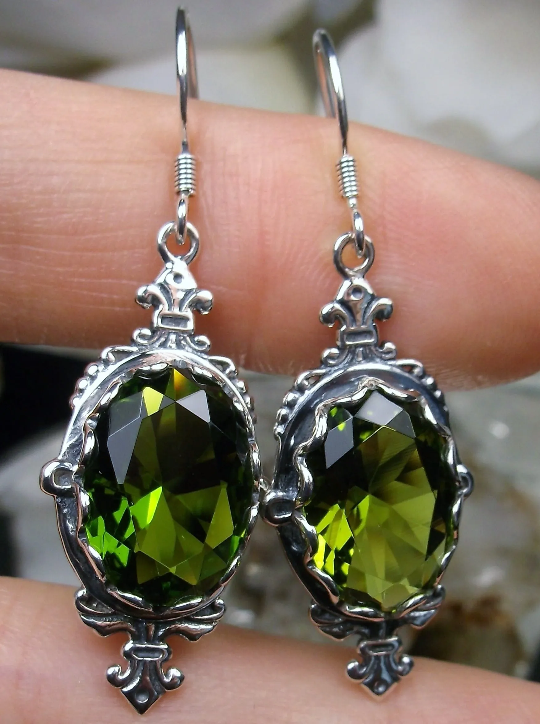 Peridot Earrings, Stylish Victorian Jewelry #E18