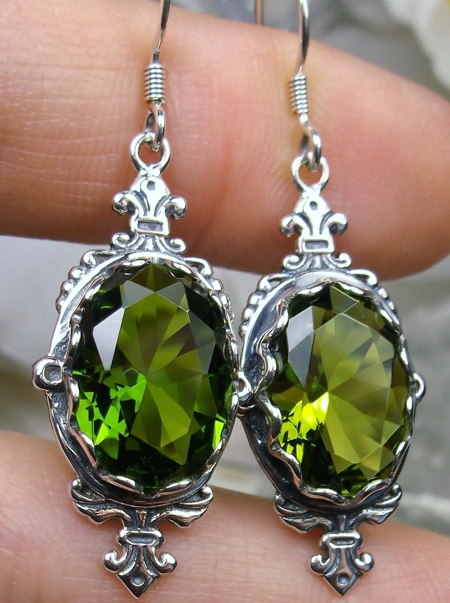 Peridot Earrings, Stylish Victorian Jewelry #E18