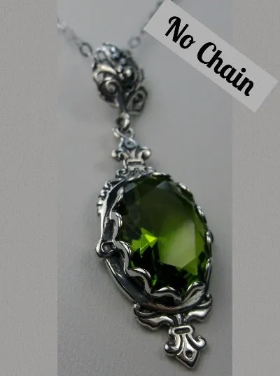 Peridot Pin Pendant, Rose Gold plated or Sterling Silver, Stylish Victorian Jewelry Design#P18