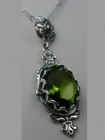 Peridot Pin Pendant, Rose Gold plated or Sterling Silver, Stylish Victorian Jewelry Design#P18