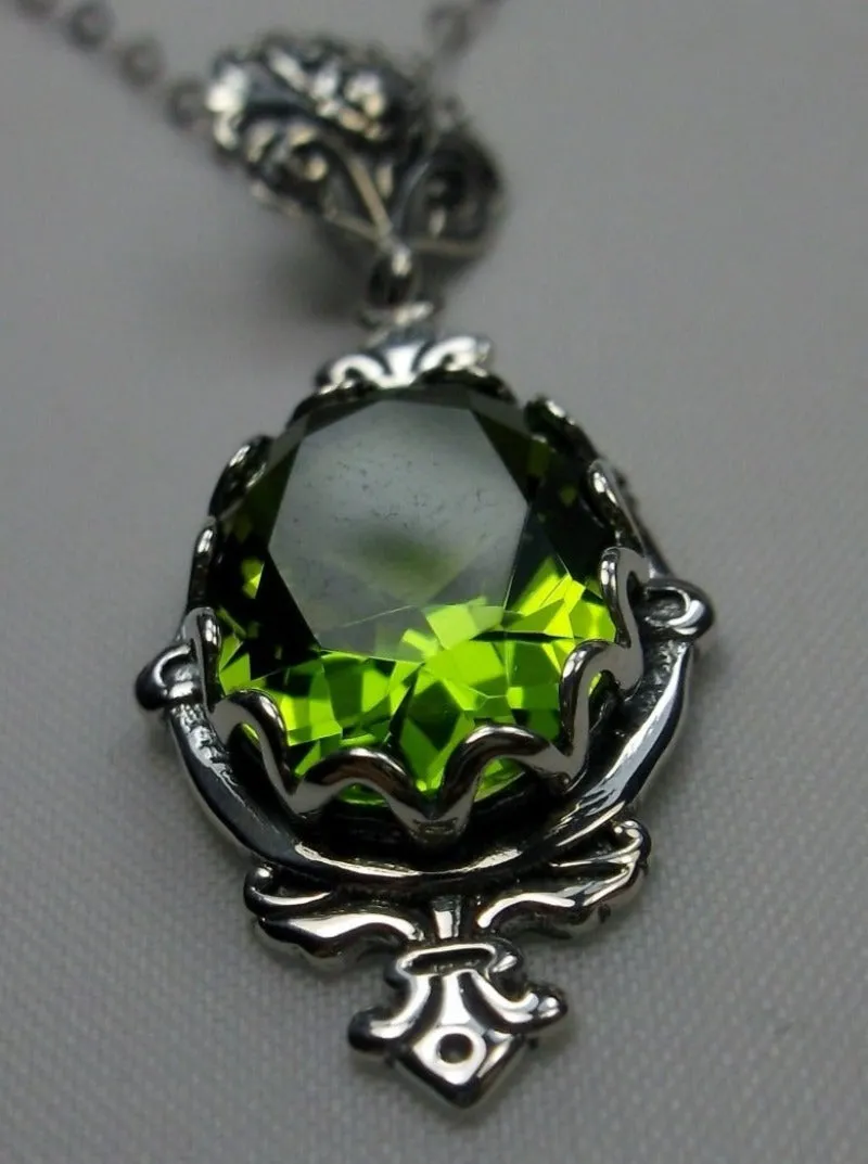 Peridot Pin Pendant, Rose Gold plated or Sterling Silver, Stylish Victorian Jewelry Design#P18
