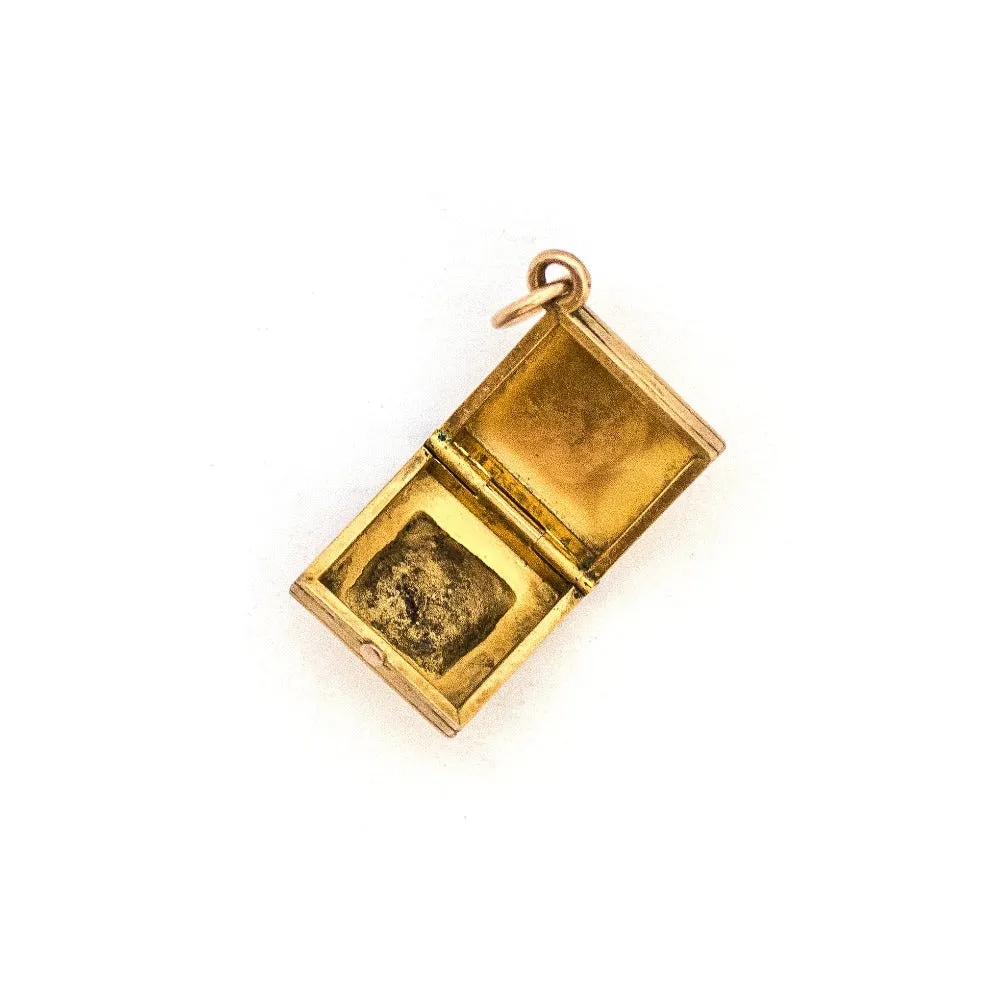 Petite 10K Gold & Turquoise Antique Square Locket