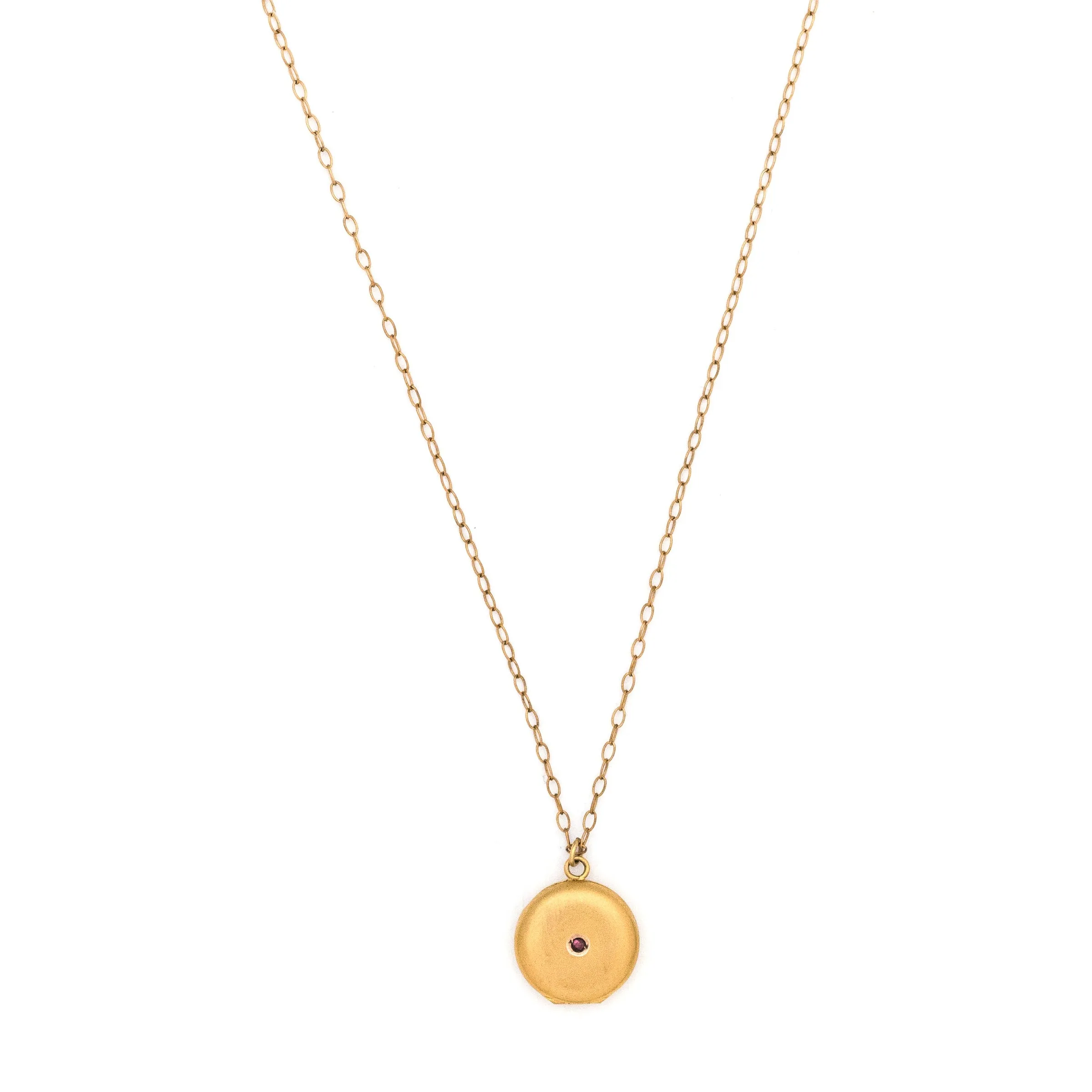 Petite 10K Gold Ruby Locket