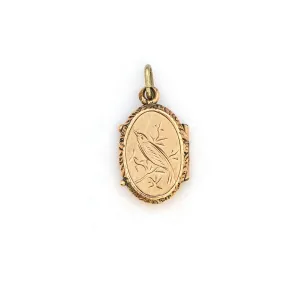 Petite 14K Gold Antique Swallow Locket