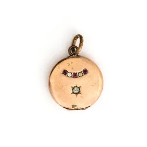 Petite Red & White Star Antique Locket
