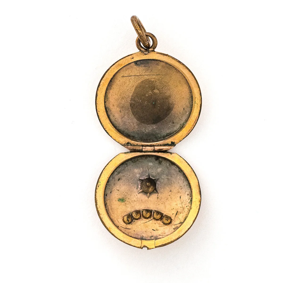 Petite Red & White Star Antique Locket