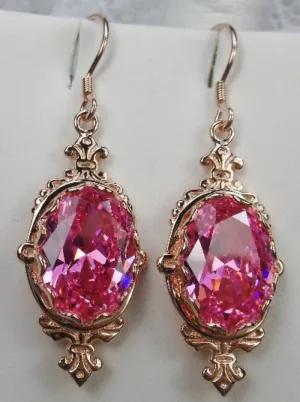 Pink Pin Earrings, Rose Gold plated or Sterling Silver, Stylish Victorian Jewelry Design#E18