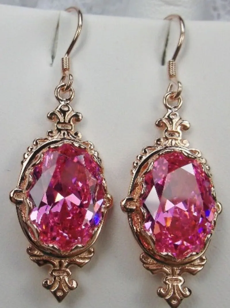 Pink Pin Earrings, Rose Gold plated or Sterling Silver, Stylish Victorian Jewelry Design#E18