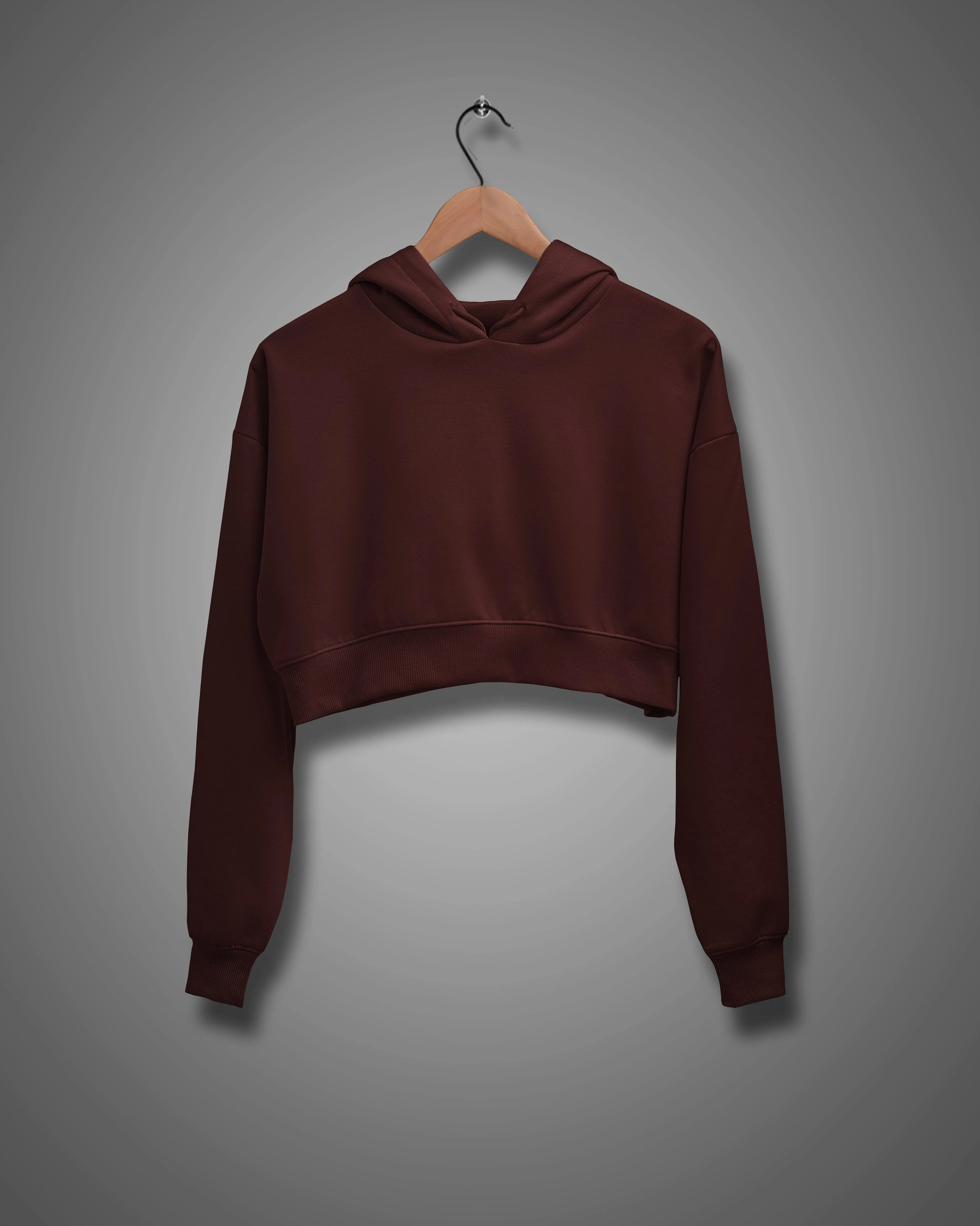Plain maroon crop hoodie